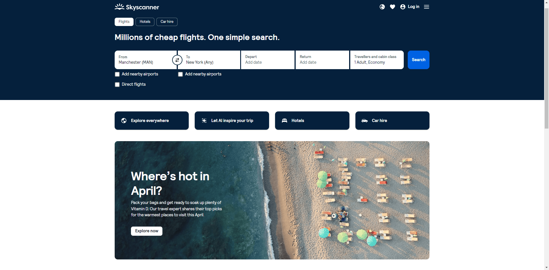 Skyscanner cheap flights from Manchester