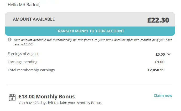 screenshot of my completesavings earning as of August 2026